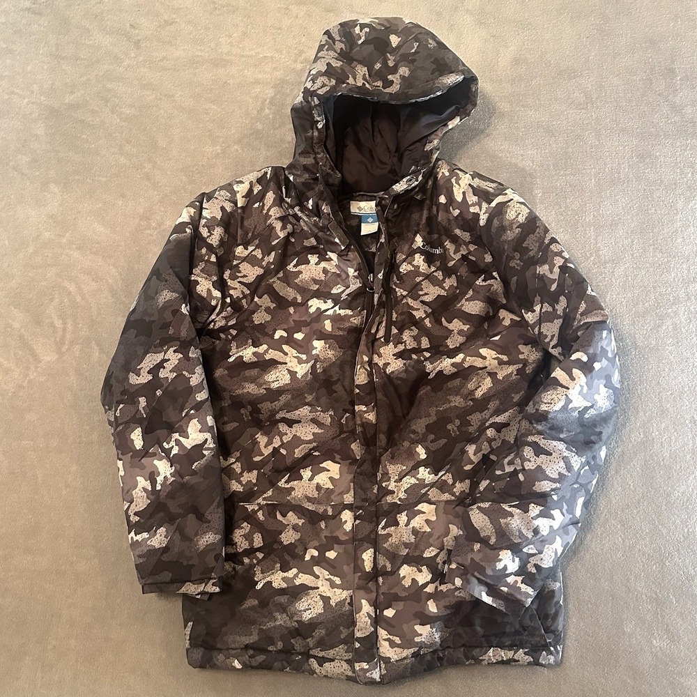 Columbia Sportswear Boys XL Snow Camo Print Winter Coat with Hood